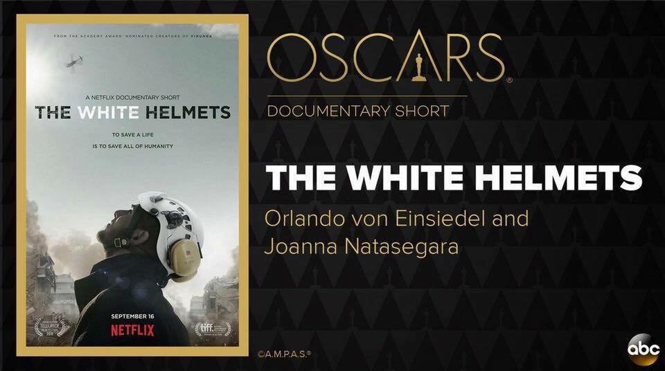 فيلم “القبعات البيضاء” The White Helmets” يحصل على جائزة الأوسكار